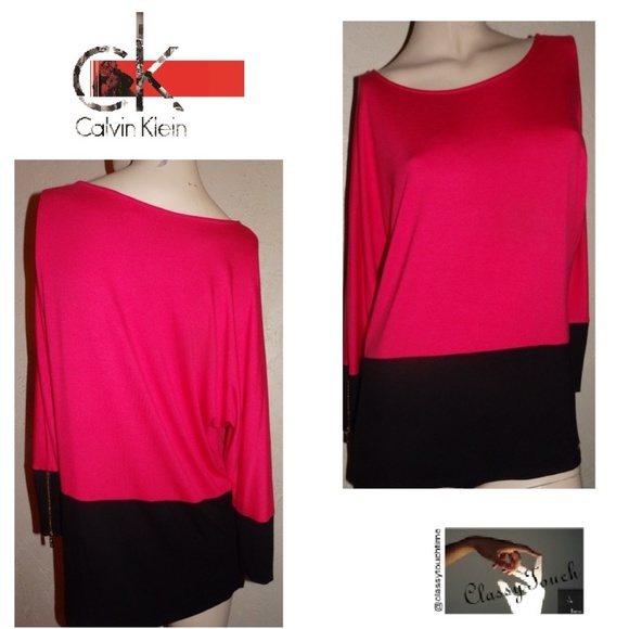 Calvin Klein Tops - Calvin Klein NWOT Red/ Black Knit Zipper Sleeve
